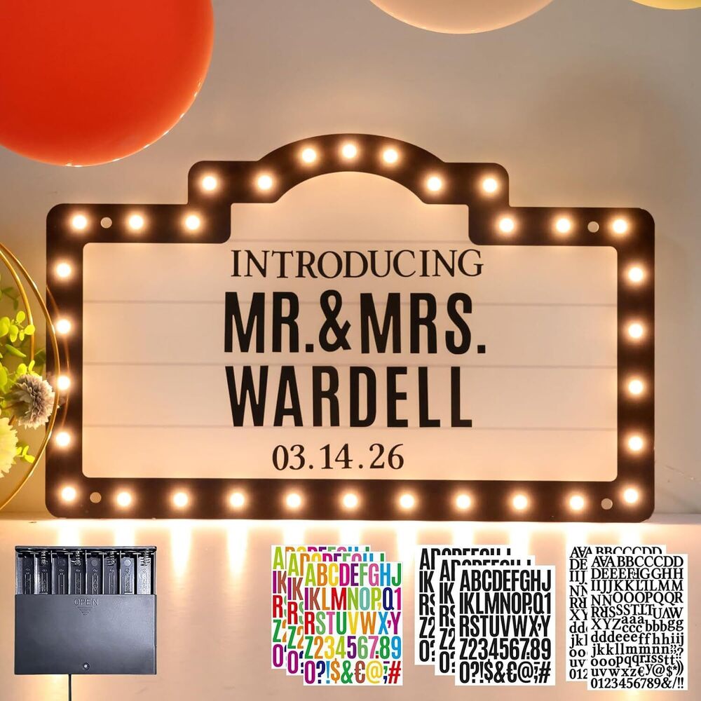 Large LED Wedding Bottle Service Sign, Personalized Marquee Letter Light Sign